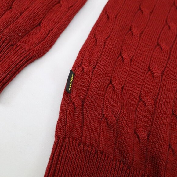 Trump Golf Sweater Mens S Red Cable Knit Pullover Crew Neck Mercerized Cotton - Picture 4 of 6